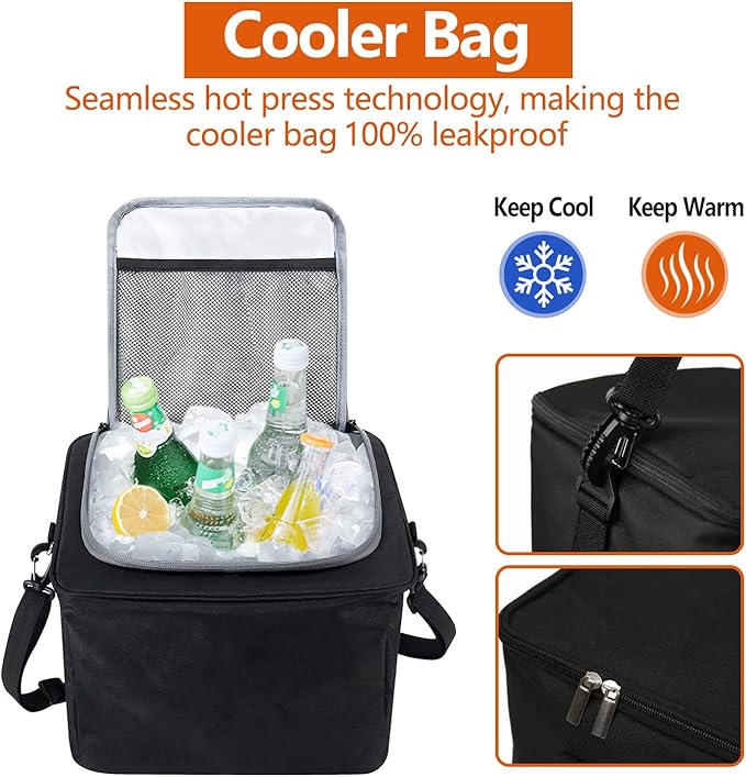 Car Trunk Organizer with Insulated Cooler Bag, Foldable & Waterproof Storage Organizer with Lid for SUV, Truck, Sedan - 4 Large Adjustable Compartments, Heavy Duty & Collapsible Design