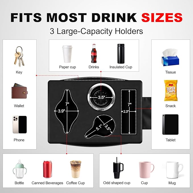 Car Back Seat Cup Holder, PU Leather Car Drink Holder, Couch Sofa Bed Expander Tray Cup Storage, Waterproof & Non-Slip Back Seat Organizer