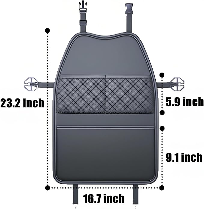 2 Pack Seat Back Protector - Leather Kick Mat with Storage Pockets, Front & Back Seat Cover for Kids -Large Capacity Car Seat Organizers and Storage for Child, Splashproof & Easy Clean