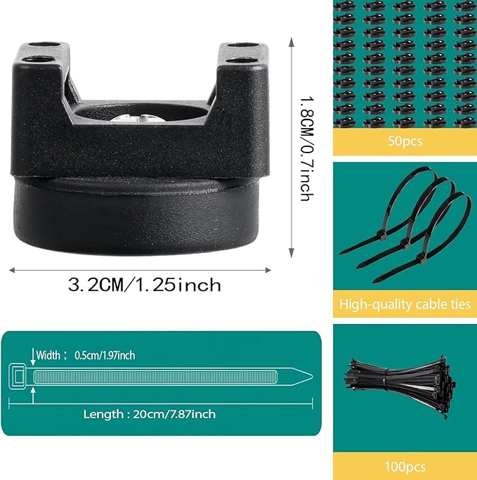 zbab1 Magnetic Zip Tie Mount Base, 45LBS Strong Magnetic Wire Holder & Cable Clips,Magnetic cable management for cars, offices, homes, and boats Diameter 32mm, 50 Pcs