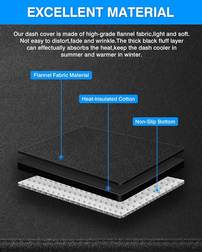 Autorder Dashboard Cover Mat Fit for 1973-1980 Chevy Chevrolet C10 C20 C30 K10 K20 K30 Suburban/1973-1978 GMC C15 C25 C35 K15 K25 K35 Accessories Dash Cover Flannel Sunshade Glare UV Rays Protector