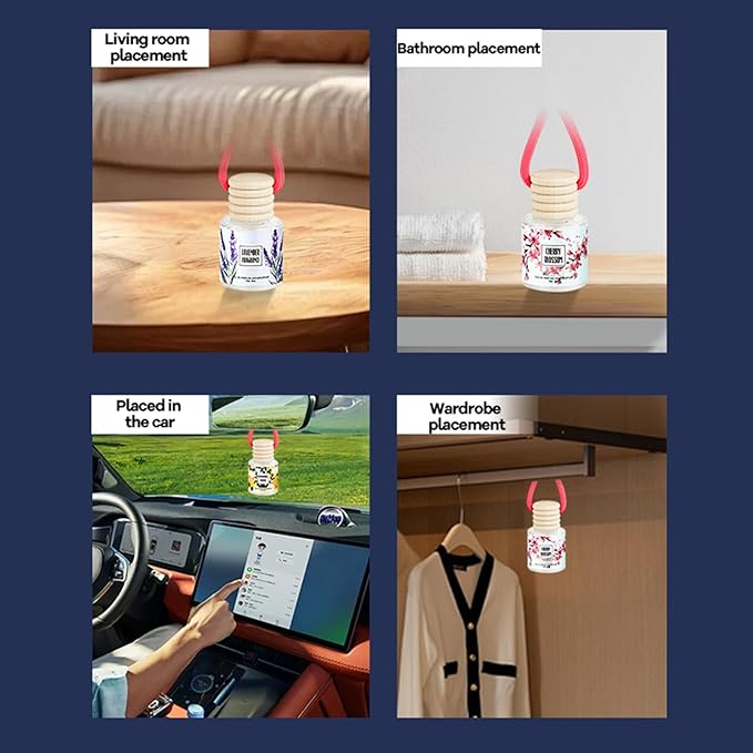 Car Air Freshener Diffuser, Hanging Car Scents Air Freshener, Car Fresheners Long Lasting, Essential Oil Diffuser, Fragrance Oil, 6pcs