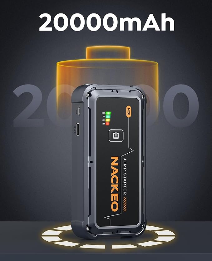 Car Jump Starter 7000A Car Battery Jump Starter Portable Pack for Up to All Gas and 10.0L Diesel Engine 12V Jump Box, Jump Pack, Battery Booster with Jumper Cable, Lights,Storage Case, Compact
