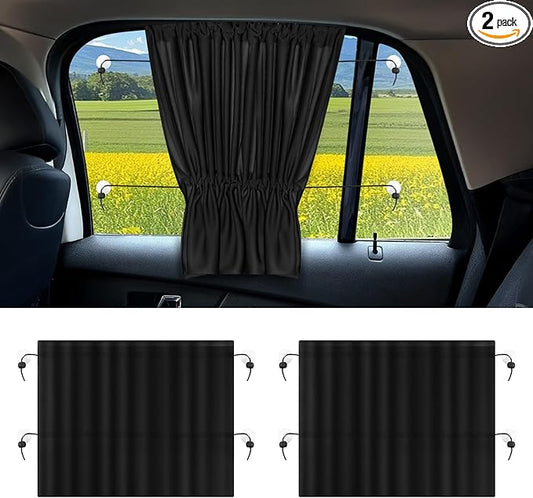 Hovom 2PCS Car Window Shades, Auto Side Window Curtain for Privacy Heat UV Protection, Window Cover Keeps Your Vehicle Cool, Universal Car Sun Shade for Baby Sleeping Travel Camping
