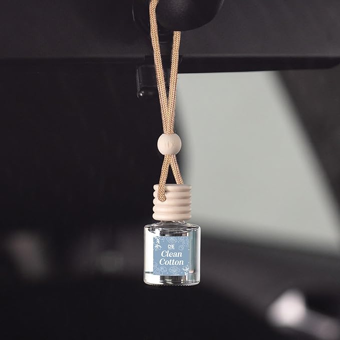 C&E Craft Co Hanging Car Air Freshener Diffuser 2 Pack, Long Lasting Fragrance Oil Car Freshener, Glass Bottle Auto Air Freshener, Made in USA (Clean Cotton)