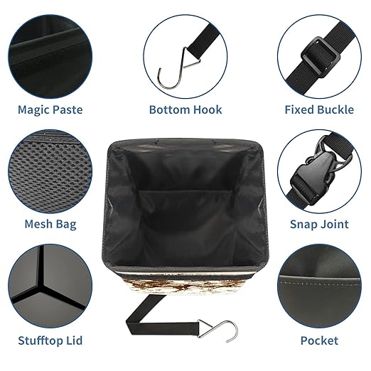 Wild Western Cowboy Car Trash Can with Lid Collapsible Reusable Waterproof Car Garage Bag,Automotive Garbage Can,Car Accessories Interior Car Organizer
