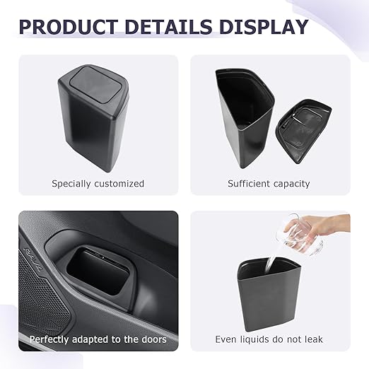 LUWU Car Trash Can Compatible with 2019 2020 2021 2022 2023 2024 2025 RAV4 Interior Accessories Car Trash with Lid Portable Mini Trash Dustbin Garbage Trash Bin Car Waste Bin Leak-Proof 2PCS