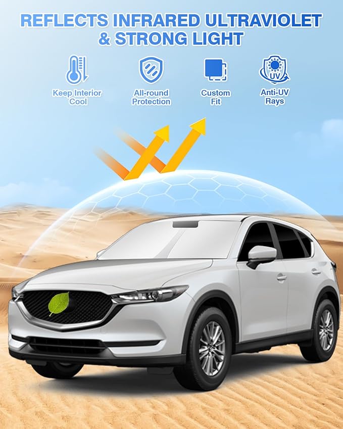 Canvcle Windshield Sunshade for Mazda CX-5 2017-2025 2026 CX5 Accessories Side Rear Window Shade Cover Kit Window Sun Blocker Privacy Protection Keep Vehicle Cool Black 8PCS