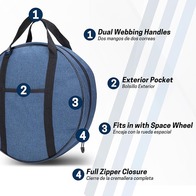 14 Inch Jumper Cable Bag, Tools Cable, Cable Storage Organizer With Exterior Pocket for EV Charging Cables for Electric Vehicles, Extension Cables
