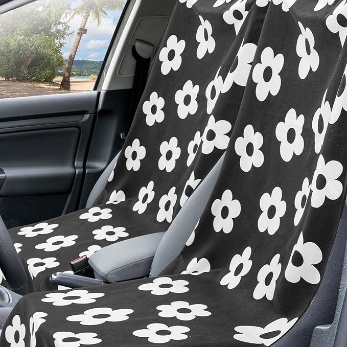 Hahafelt 2 Pack Car Seat Towel Covers with Storage Bag 63 x 32 Inch Athletic Running Towel Seat Sweat Washable Non Slip Cover Gift for Car Outdoor Sport Activities (Florid Declamation)
