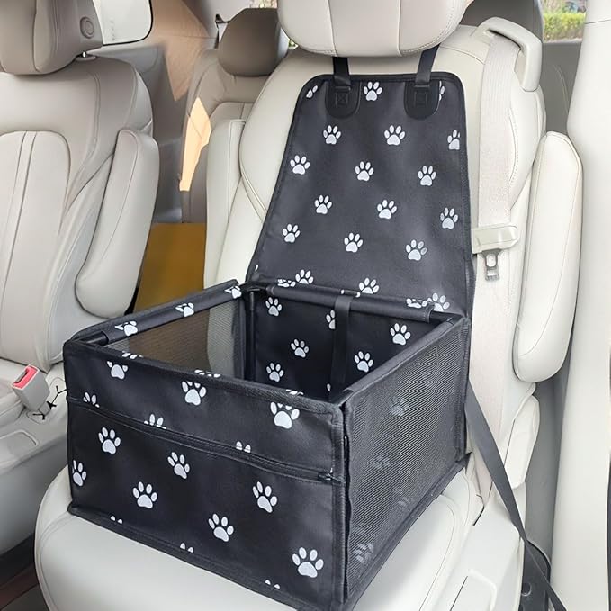 Dog Car Seats for Small Dogs,Pet Booster Seat with ，Frame Walls Extra Stable Waterproof Dog Box Car for Back and Front Seat,for Pet Up to 15 lbs