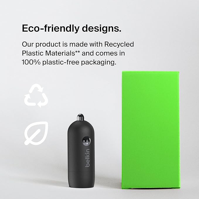 Belkin Boost↑Charge™ 30W Fast Car Charger, Compact Design w/USB-C Power Delivery Port, USB-C to Lightning Cable Included, Universal Compatibility for iPhone 14 Series, iPad, and More - Black
