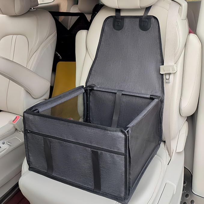 Dog Car Seats for Small Dogs,Pet Booster Seat with ，Frame Walls Extra Stable Waterproof Dog Box Car for Back and Front Seat,for Pet Up to 15 lbs