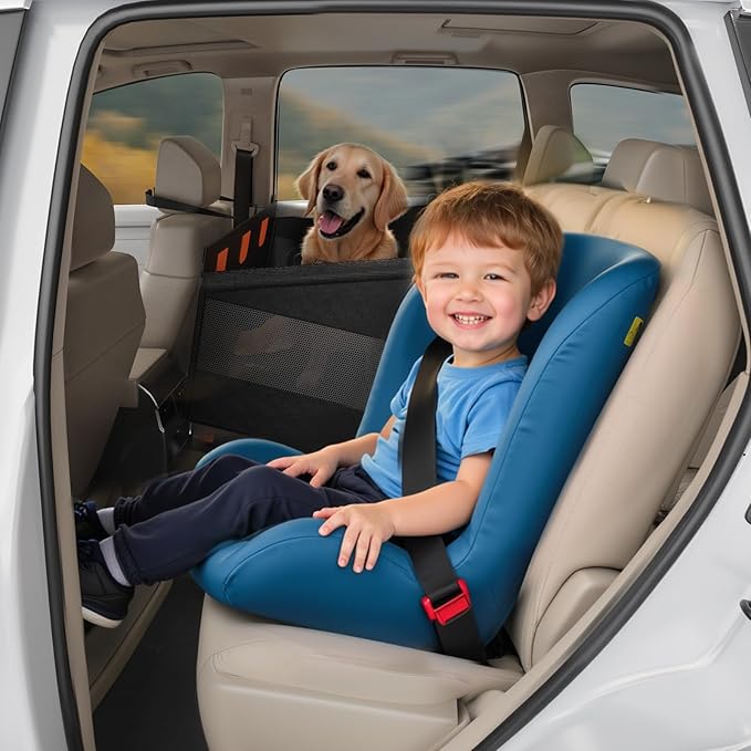 Medium Dog Car Seat, Hard Bottom Car Seats Cover for Dogs, Waterproof Non-Slip Foldable Back Seat Extender for Small to Medium Size Dog, Backseat Cover for Dogs in Vehicle SUV Truck, Black M