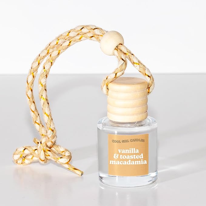 COOLGIRLCANDLES Vanilla Toasted Macadamia Car Hanging Fragrance Oil Air Freshener for Essential Oils, Scents Aromatherapy Automobile Long Lasting Diffuser Bottle