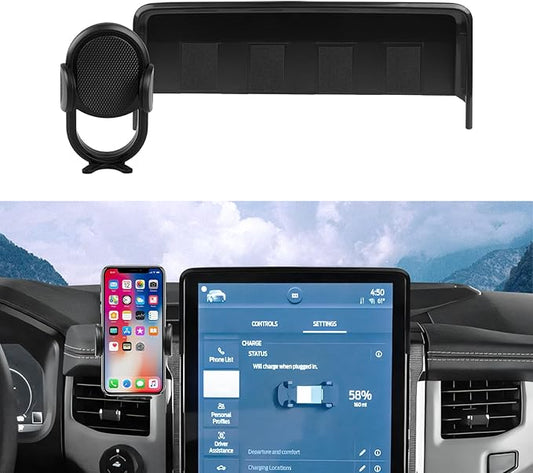 Autorder Phone Holder Mount for Ford F-150 Lightning 2022 2023 2024 2025 Accessories Center Console Dashboard Organizer with Phone Stand with Anti-Slip Mat