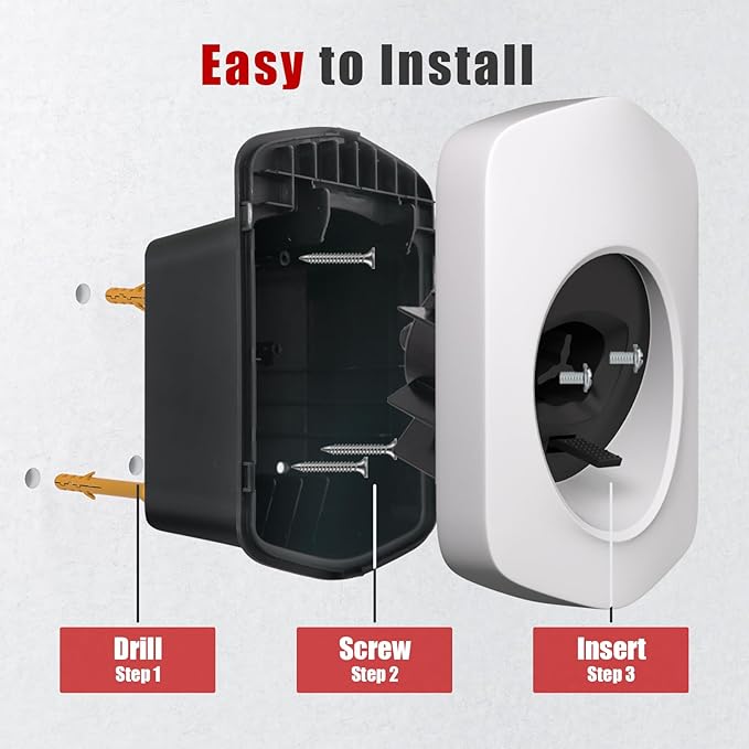 Tesla Charger Holder, Car Tesla Charging Cable Organizer | Nozzle-Holster Dock| Wall Mount| Screws| NACS| White| Electric Vehicle Holder & Wallbox Accessories for Tesla Owners