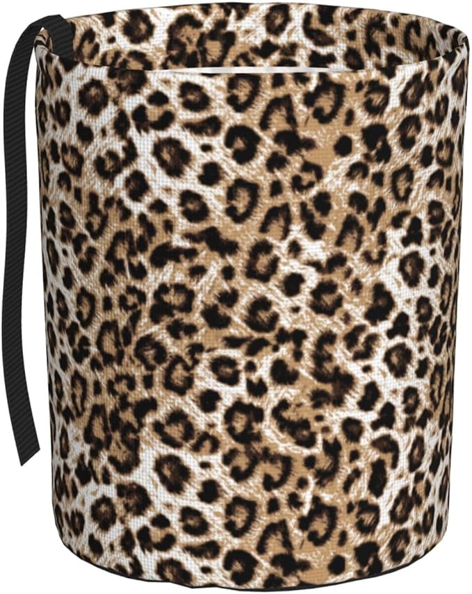 Car Trash Can Leopard Pattern Multipurpose Collapsible Leakproof Trash Bin Car Accessories for Car Automotive Truck SUV