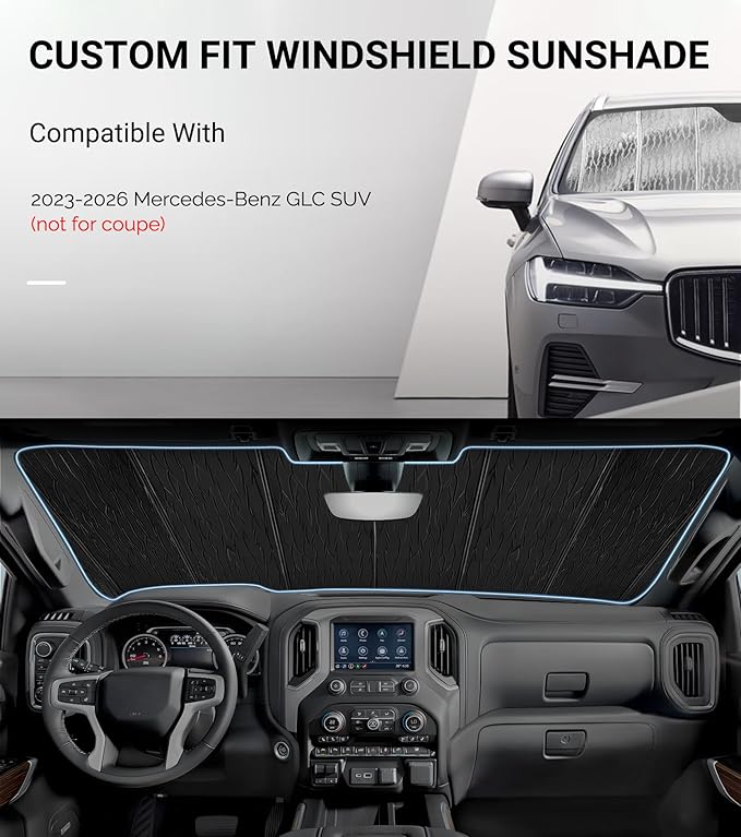 Pigenius Windshield Sun Shade for Mercedes-Benz GLC SUV 2023-2026 Front Window Sunshade - AstraGuard