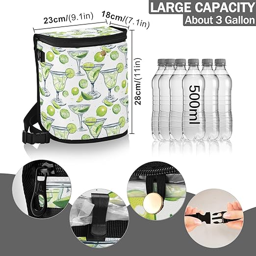 Car Trash Can Lemon and Margarita Alcohol Cocktail Car Garbage Bag with Lid Hanging Waterproof Leak Proof Vehicle Storage Bin