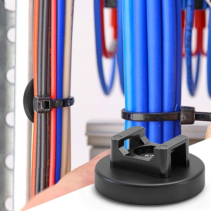 Magnetic Cable Zip Tie Base, Heavy Duty 18lbs Vertical Tension, Multipurpose Wire Clips Management Holder, Supplies for Electrical Cable Wire Organization (36mm, Count, 20)
