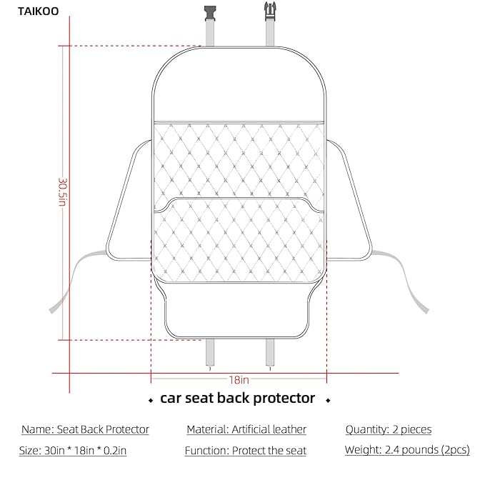 TAIKOO Seat Back Protector + Large Capacity Pocket Storage Organizer,Preventing The Impact of Children Stepping on The Seat Backrest (Style A-Brown)