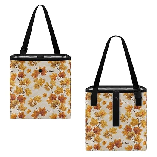 Fall Autumn Maple Leaf Print Car Trash Bag Hanging, Garbage Bag and Water Resistant Trash Can for Car, Leakproof Trash Can for SUV Truck Car Accessories