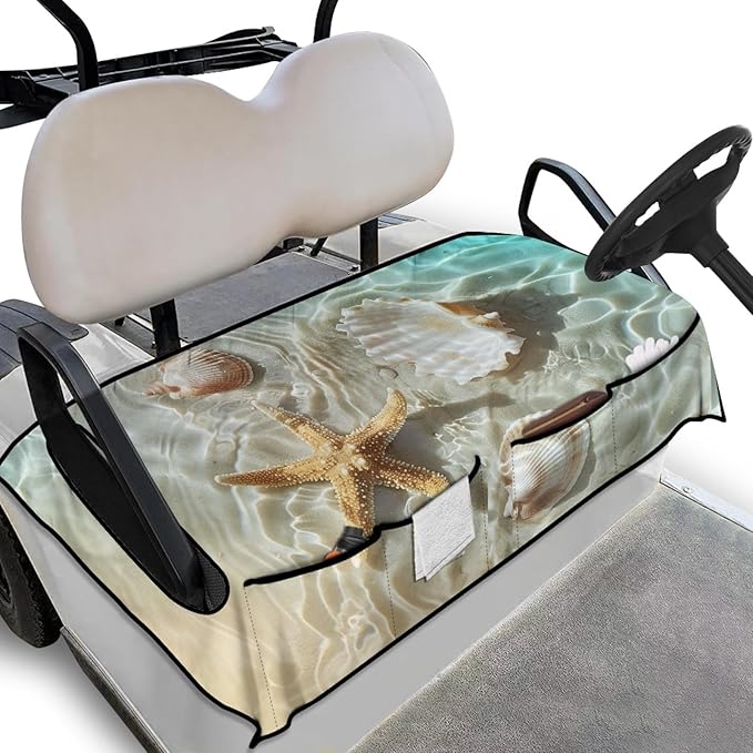 Universal Golf Cart Seat Cover with 4 Pockets Soft Golf Cart Seat Towel Blanket Fits 2-Seat Golf Carts