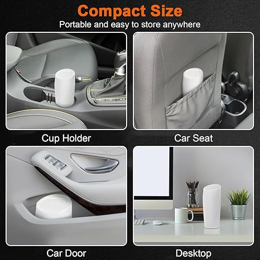 Car Trash Can, 2 Packs Mini Car Trash Bin with Lid, Leakproof Cup Holder Car Garbage Can with 60 Trash Bags, Vehicle Front Back Seat Organizers and Storage for Car, Home, Office, White