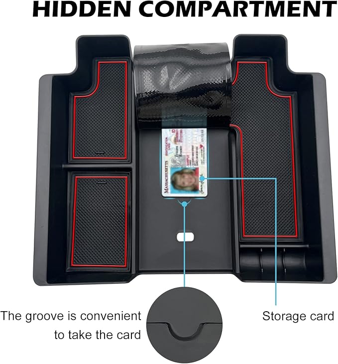 JOJOMARK Center Console Organizer Tray fits for 2019-2022 GMC Sierra/Chevy Silverado 1500 Accessories, 2020-2021 2022 2023 Silverado/Sierra 2500 HD/3500 HD (Full-Size, Red)