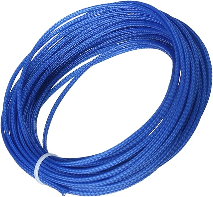 Aicosineg 10m/32.8ft Cable Sleeve PET Braid Cable Sleeving Flexible Wire Mesh Sleeve PET Wire Loom Tubing Cable Wrap Protector for HiFi Audio and Video Headphone Cable Blue