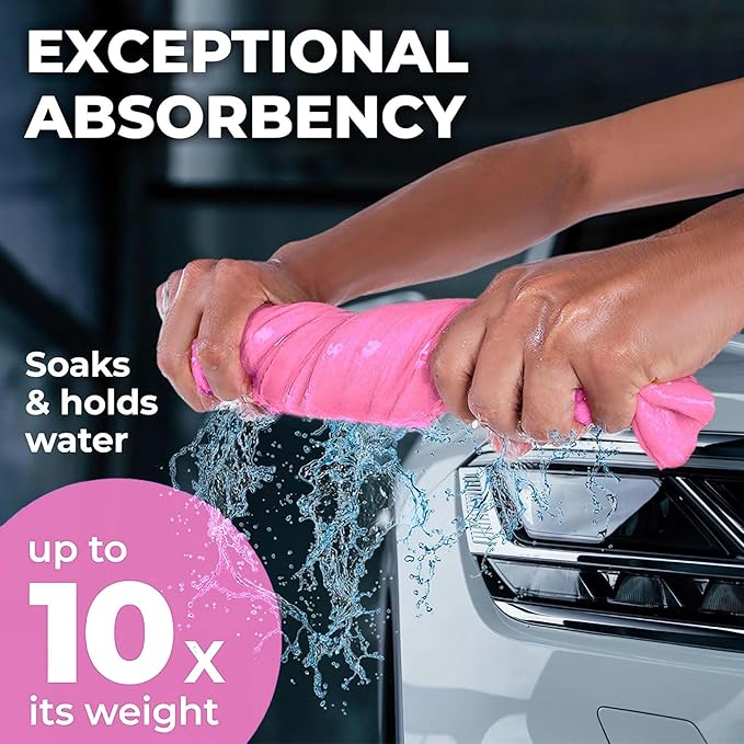 Premium 2pk +1 Free Shammy Cloth for Car Drying - 26"x17" - Super Absorbent Chamois Towel - Scratch-Free, Reusable & Soft Wash Cloth - Car Drying Towels
