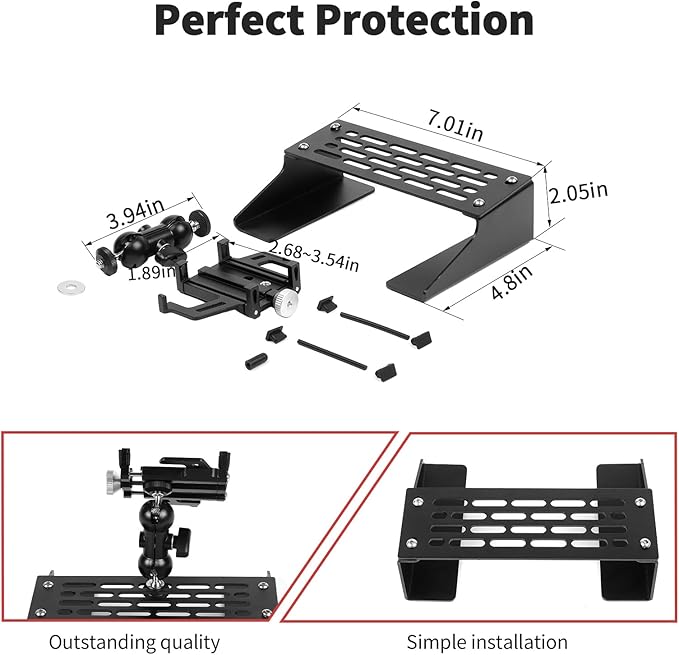 JWWY Center Console Expansion Rack Bracket with Phone Holder for 2015-2020 Ford F150, Dashboard Tray Mount Car Interior Organizer Accessories, Alloy Black