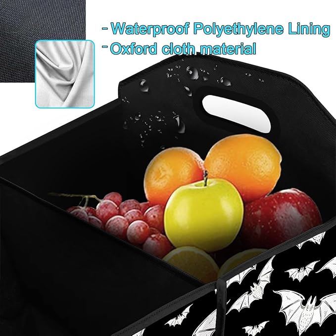 Halloween Bat Car Trunk Organizer Storage Box Collapsible Non-Slip Automotive Organizer Vehicle Organization