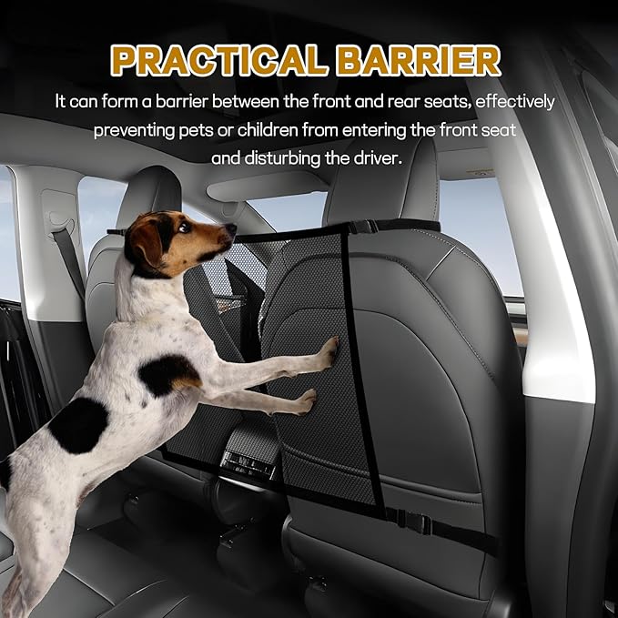 Dog Car Net Barrier, 21"×21" Automotive Pet Barrier Net, Adjustable Pet Mesh Divider for Back Seat, Backseat Mesh Fence for Pets & Kids, Easy to Install, Universal Car Accessories (Small)
