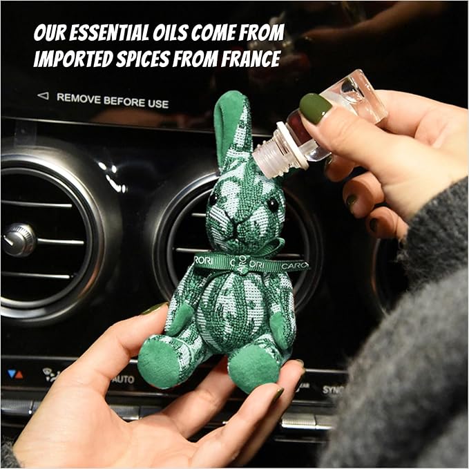 Carori 2 Pack Car Air Freshener, Essential Oil Diffuser, Car Air Freshener Long Lasting Strong Deodorizer, Car Fresheners for Women, (10ml Essential Oil, Ribbon, Vent Clip, Lanyard, Rabbit)