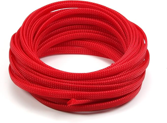 Aicosineg Cable Sleeve Braided Sleeving PET Wire Loom Tubing Cable 32.81ft-1/4inch Wrap Protector for HiFi Audio and Video Headphone Cable Protect Wires from Chewing of Pets Red