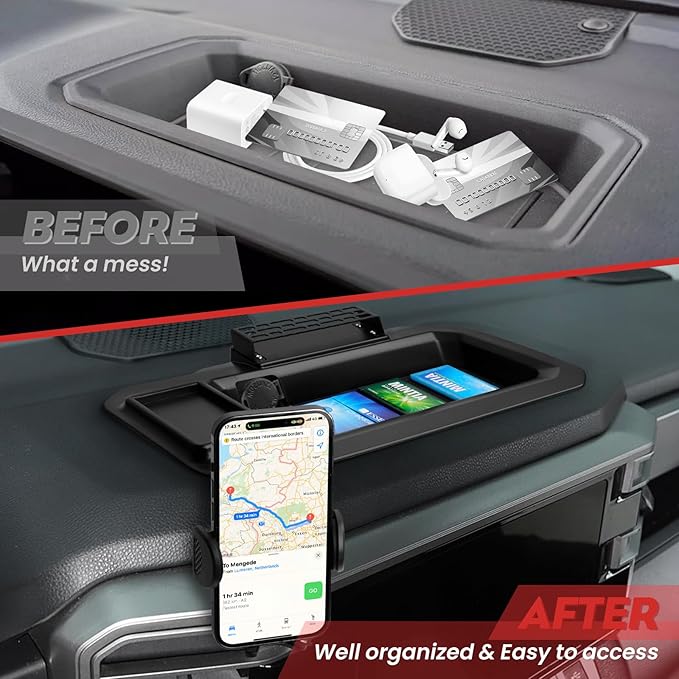 Mixsuper Liner Dash Tray Phone Mount for Toyota Tundra 2022-2025 2026 / Sequoia 2023-2025 2026, Center Console Table Storage Tray Dashboard Phone Holder Cradle for Toyota Tundra Accessories
