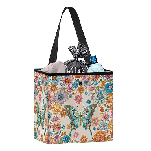 Butterfly Car Trash Can for Back Seat Car Accessories for Women Men Boho Mandala Leakproof Auto Garbage Cans Hanging Trash Bin for Car Water-Resistant