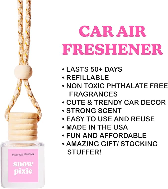 COOLGIRLCANDLES Glazed Donut Car Hanging Fragrance Oil Diffuser - Air Freshener for Essential Oils, Scents Aromatherapy Automobile, Long Lasting Car Bottle