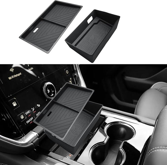 ECOZEN 2026 GMC Yukon Center Console Organizer - Double-Layer TPE For 2025-2026 Yukon/Yukon XL Console Storage Tray Compatible with 2025-2026 Yukon XL(Elevation/AT4) Accessories - Not For Denali