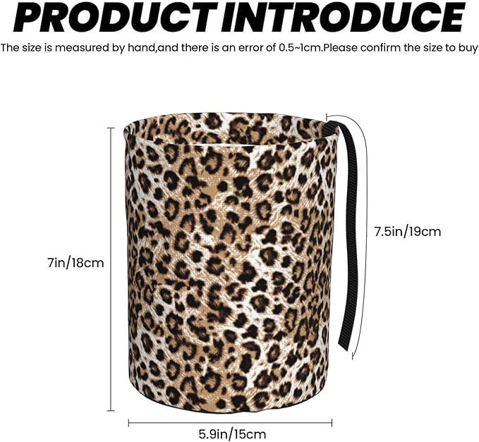 Car Trash Can Leopard Pattern Multipurpose Collapsible Leakproof Trash Bin Car Accessories for Car Automotive Truck SUV