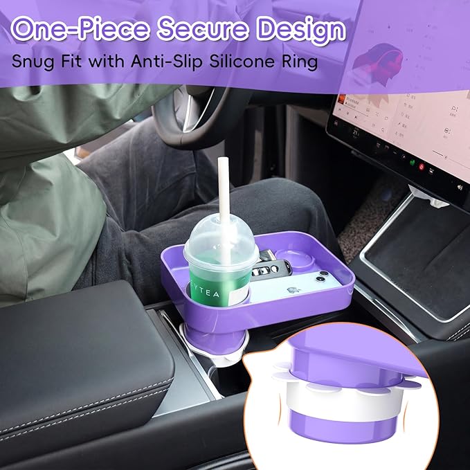 Kids Car Seat Tray, Travel Tray with Cup Holder for Toddler Baby, Kids Car Seat Food Snack Organizer for Road Trip, Stroller Snack Organizer Travel Must Haves Toddler Must Haves (Purple, 2 Packs)