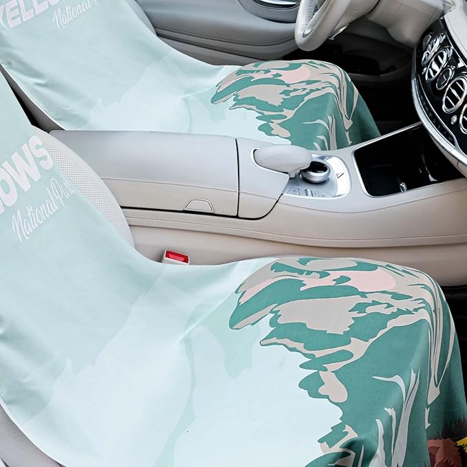 Hahafelt 2 Pack Car Seat Towel Covers with Storage Bag 63 x 32 Inch Athletic Running Towel Seat Sweat Washable Non Slip Cover Gift for Car Outdoor Sport Activities (Yellowstone)