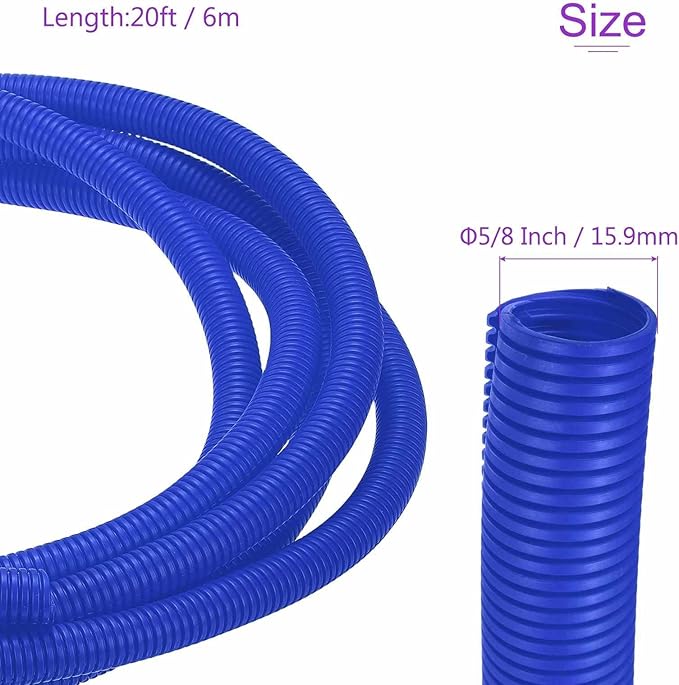 DMiotech 20ft Wire Loom Split Tubing 5/8 Inch(15.9mm) ID, Cord Protectors from Pet Flexible Conduit Cable Management for Office Home Garden, Blue