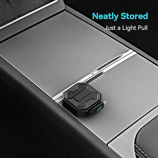 pzoz Retractable 2-in-1 Charging Cable with LED Display, Multi USB C & USB A to Lightning for iPhone Pro Max iPad mini for Car CarPlay Desktop Management Organizer