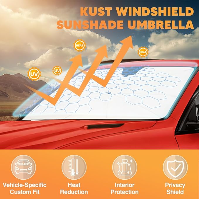 KUST Sun Shade Umbrella for 2018-2024 Subaru XV/Crosstrek Wagon | Custom Fit Windshield Sunshade | Foldable Sunshade with Bendable Handle | Blocks Heat & UV Rays Keep Car Cool Sunshield