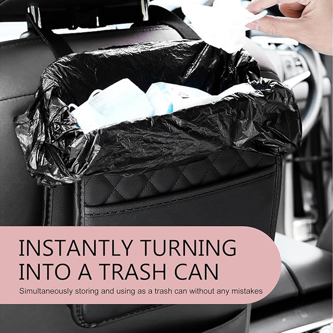 Car Seat Back Organizer, PU Leather Auto Hanging Storage Pocket, Multipurpose Upgrade Waterproof Back Seat Organizer, Travel Essential Accessory, Universal for Most Cars (Beige)