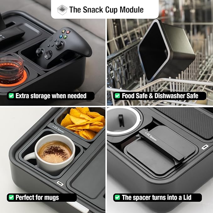 CouchConsole Original Tray - Drinks & Snacks Sofa Caddy with Armrest, Table with Phone Stand- TV Remote Control Storage and Organizer - for Living Rooms, RV, and Cars, Black/Green