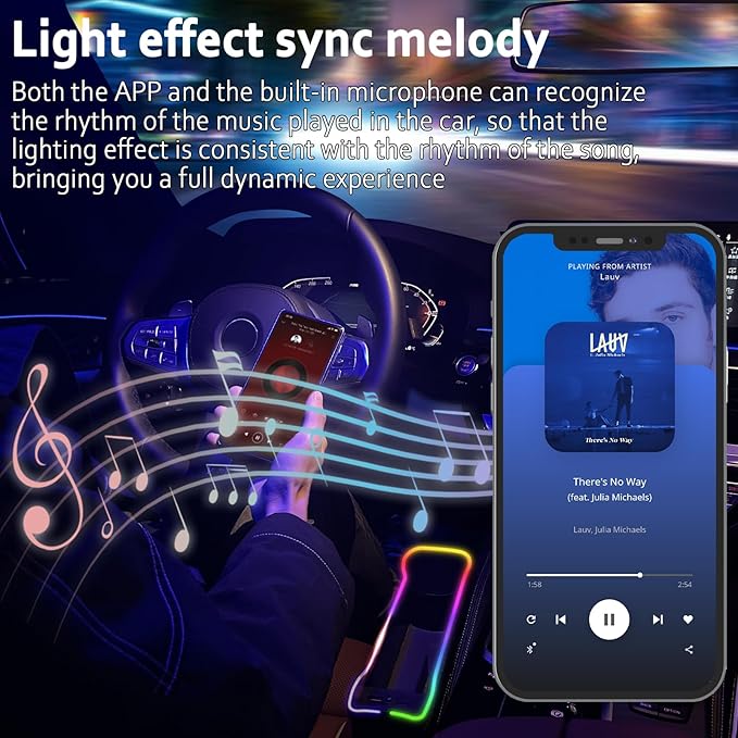 2-Pack Car Seat Gap Filler Organizer with Voice-Activated Rhythmic 5-Color LED Lights, USB and Type-C Charging Ports, Cup Holder, Card, and Key Storage - Universal Car Seat Gap Filler (Black)